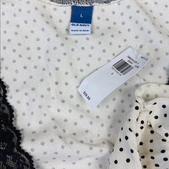 Old Navy Babydoll Polka Dot Mini Dress with Lace Trim. NWT. Size Large. - Picture 4 of 5